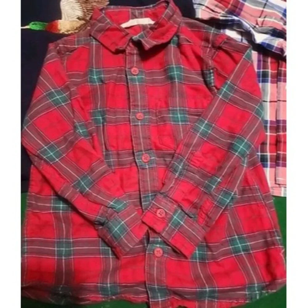 3 Boys 4t Longsleeve Shirts NWT OSH KOSH PLAID Button Up Red Flannel‎ Duck 4T